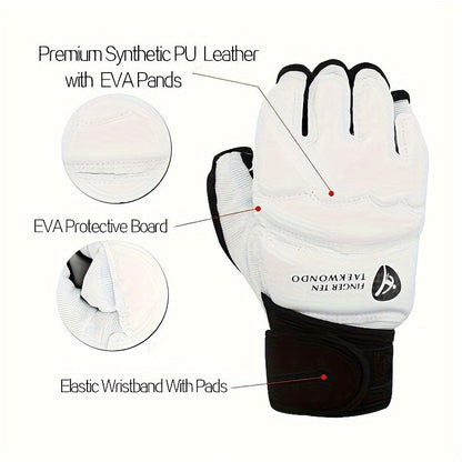 Taekwondo Sparring Gear Set Half Finger Gloves Hand & Foot Protectors with Wrist Wraps & Ankle Support for Boxing Kickboxing Men Women