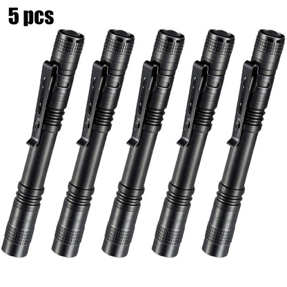 Pen Light Flashlights Bulk Pack with Clip - Mini Slim LED Pocket Torch for Camping, Outdoor, Home & Emergency Use, 5/10/20pcs (Batteries Not Included)