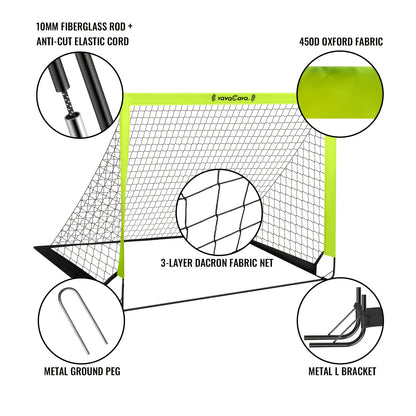 VavaCava Portable Soccer Goals 2-Pack 4'x3' – Pop-Up Net, 2 Balls, Pump & Carry Bag, Indoor Outdoor Backyard