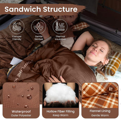 Wide Flannel Camping Sleeping Bag source view 28