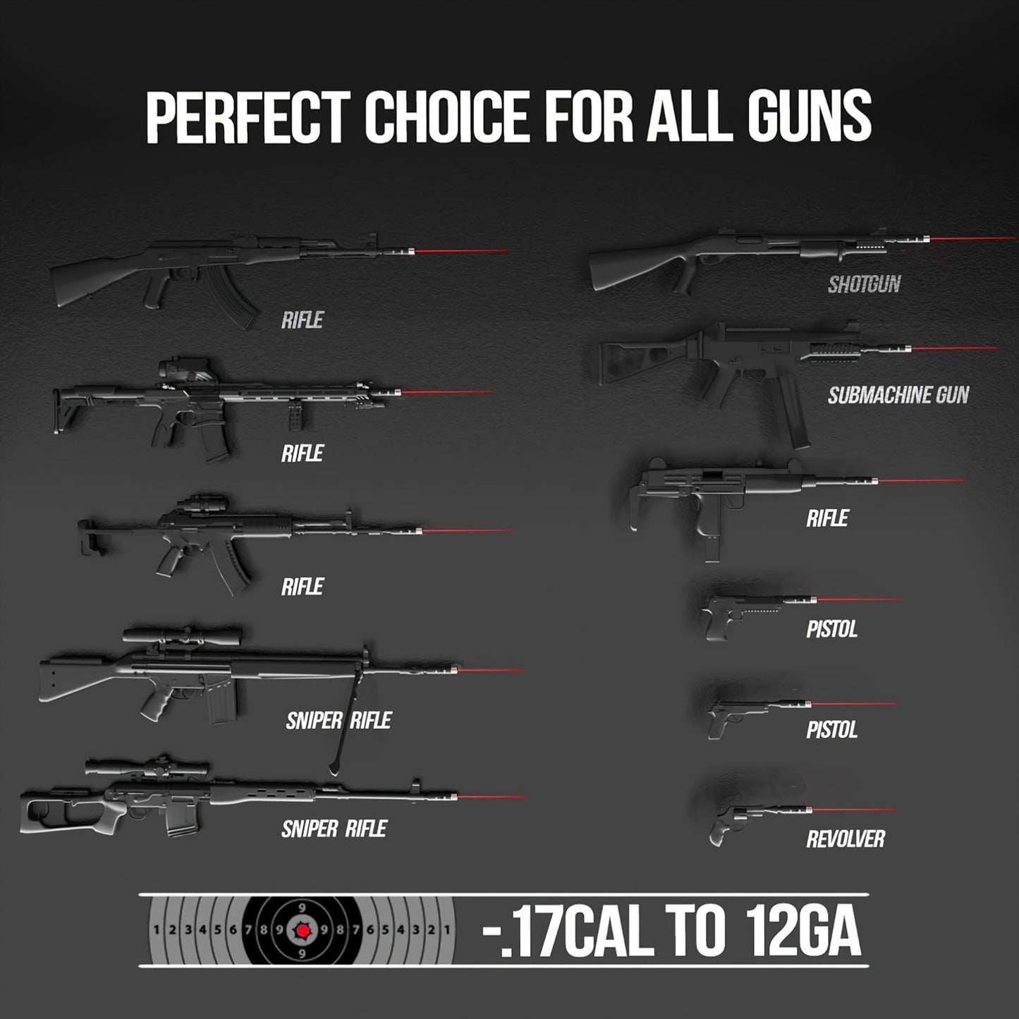Laser Bore Sighter Kit with 64 Adapters, Red Laser Bore Sight for Rifles Shotguns Pistols Revolvers, Multi-Caliber .17 to 12GA Boresighter 400 Yard Range 72Hr Battery Life Class IIIA