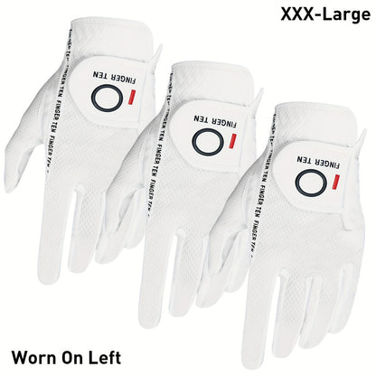 Wet Weather Golf Gloves Rain Grip 3-Pack for Men | Breathable Water-Resistant Golf Gloves for Left & Right Hand – Durable Comfortable Fit in Hot & Wet Conditions (Black, Gray, White | S–3XL)
