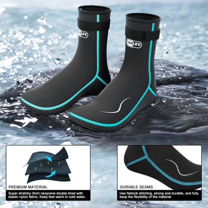 Neoprene Wetsuit Socks 3.5mm – High & Low Cut Water Booties, Non-Slip Anti-Abrasion for Diving Snorkeling Kayaking Beach Volleyball Surfing, S-XXL