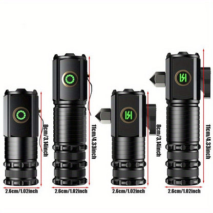 2000 Lumens Mini EDC Flashlight – Rechargeable 18650 Lithium Type-C, 4 Dimming Modes & Turbo, 300M Beam, Compact Pocket Torch for Camping, Hiking & Emergencies (Short/Long, Black/Classic)