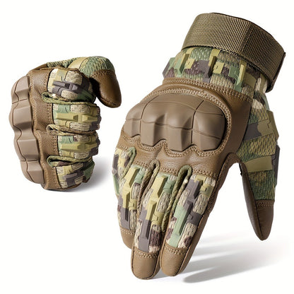 Tactical Full Finger Gloves with Touchscreen Compatibility – Camouflage Motorcycle Riding Gloves for Men Women, Anti-Slip Wear-Resistant, Outdoor Hiking Camping Hunting Shooting Cycling