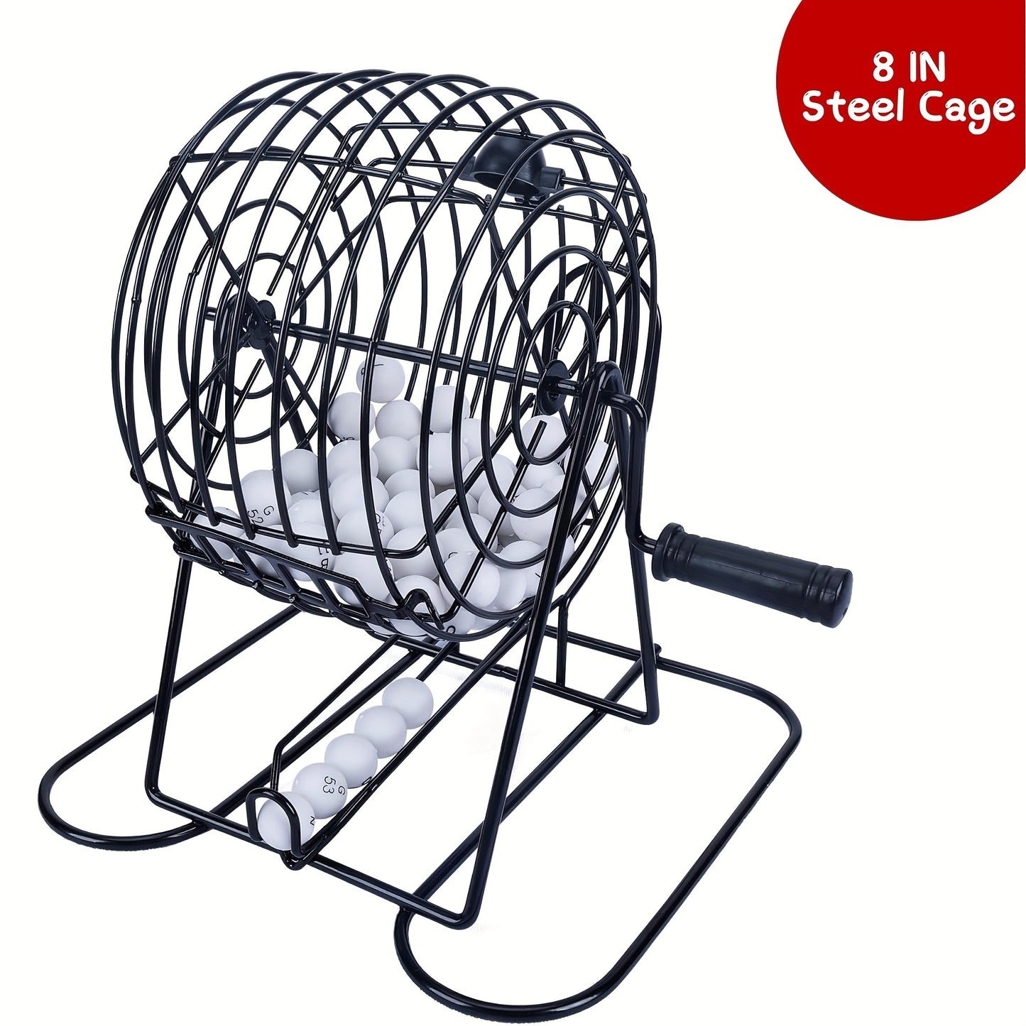 Deluxe Bingo Game Set with Stainless Steel Metal Cage | Includes Bingo Balls Cards & Colorful Chips | Classic Family Board Game for Game Nights Parties and Large Groups