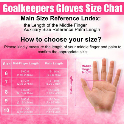 Soccer Goalkeeper Gloves Strong Grip Breathable Sizes 6-10 with Carry Bag