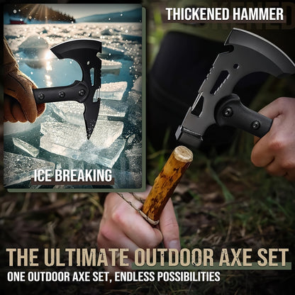 Tactical Tomahawk Axe 2-Pack – Camping Hatchet with Spike, Hammer, Bottle Opener, Hex Wrench & Sheath | Survival Axe for Hiking Trekking Bushcraft