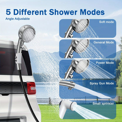 Portable Camping Shower with 9000mAh Battery – Smart Digital Display, Foldable Bucket Included, Compact Lightweight Outdoor Shower Pump for Camping, Hiking, Pet Cleaning, Car Washing & Beach Use