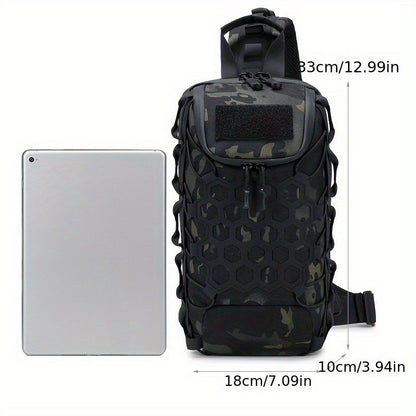 MOLLE Shoulder Bag – Large Capacity Tactical Chest Pack, Waterproof Nylon EDC Crossbody Bag for Hiking, Cycling, Fishing & Camping, Multi-Compartment, Adjustable Strap
