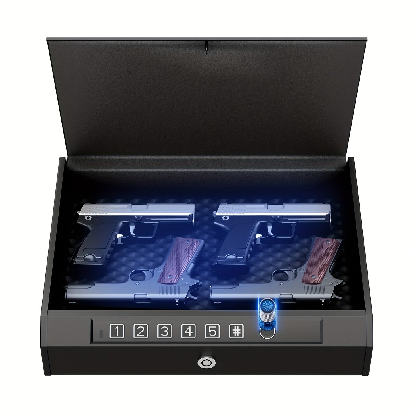 Biometric Gun Safe Fingerprint Digital PIN & Key Unlock 3-Way Access Internal Light Silent Mode Emergency Power Supply Gun Lock Box for Home Bedroom Nightstand Car