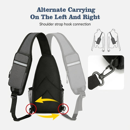 Crossbody Sling Backpack for Women Men - Lightweight Oxford Cloth Shoulder Chest Bag Daypack for Hiking Traveling Camping, Large Capacity Zipper Sling Bag with Adjustable Strap (2 Pack)