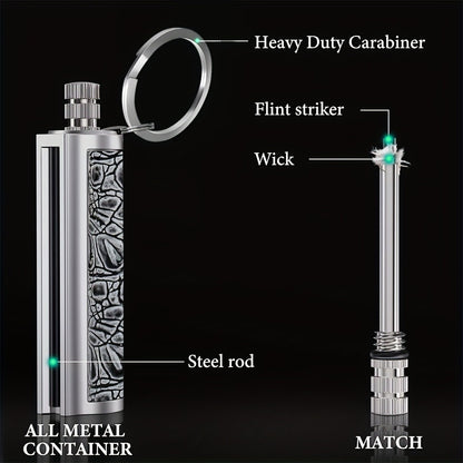 Permanent Match Fire Starter Set 4pcs, 10000-Strike Flint Metal Match Lighter with Keychain, Emergency Survival Fire Starter Kit for Outdoor Camping Hiking Backpacking, No Fuel No Battery Required