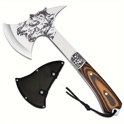 Tactical Axe Set Outdoor Multifunctional Knife Tool Card 3-4 Piece Kit for Hiking Camping BBQ Survival Wolf Head Axe Option