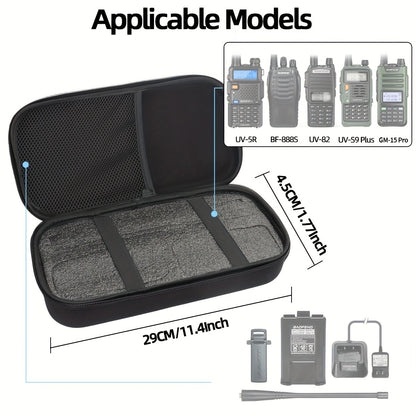 Hard Shell Walkie Talkie Case for Baofeng UV-5R BF-F8HP UV-82 UV-S9 Plus BF-888S GM-15 Pro – Handheld Ham Radio Hard Storage Carrying Bag with Soft Lining for Radio & Accessories