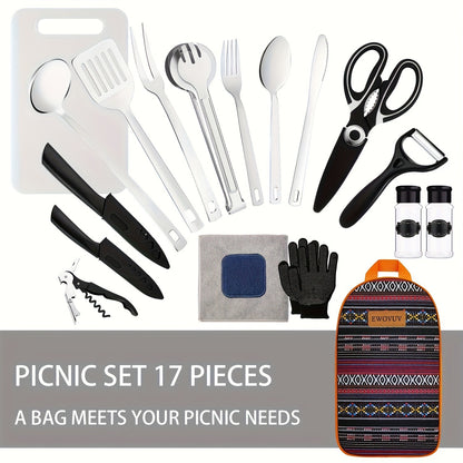 Camping Cookware Set Portable Lightweight Pot Pan Kit for Outdoor Hiking Picnic RV Travel Backpacking Camp Kitchen Cooking Gear Food-Grade Material