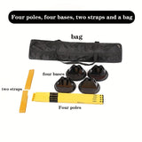 4 Bases + 4 Rods + 2 Hurdle Straps + 1 Storage Bag