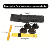 4 Bases + 4 Rods + 2 Hurdle Straps + 1 Storage Bag