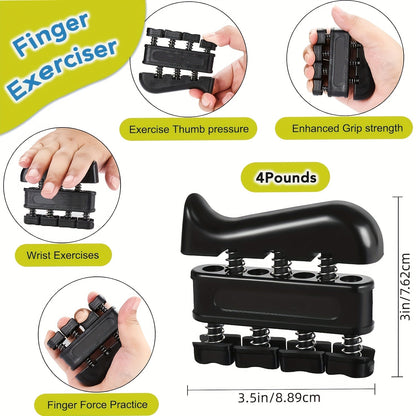 Grip Strengthener Set 5pcs - Adjustable Hand Grip Trainer with Counting, Finger Exerciser, Finger Stretcher, Forearm Workout Ring & Hand Exercise Ball for Rock Climbing, Tennis, Guitar, Rehab