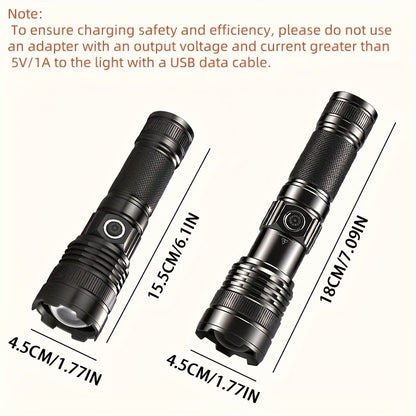Survival Flashlight with Fire Starter - 3000 Lumen Rechargeable Aluminum Torch, Fresnel Lens Igniter, Zoomable LED, 18650 Battery for Wilderness Camping, Fishing & Emergency