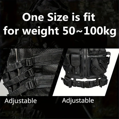 Tactical Fishing Vest with Quick Release – Lightweight Breathable Multi-Pocket Outdoor Vest for Men Camping Hiking Hunting Training – Available in Black Khaki Army Green