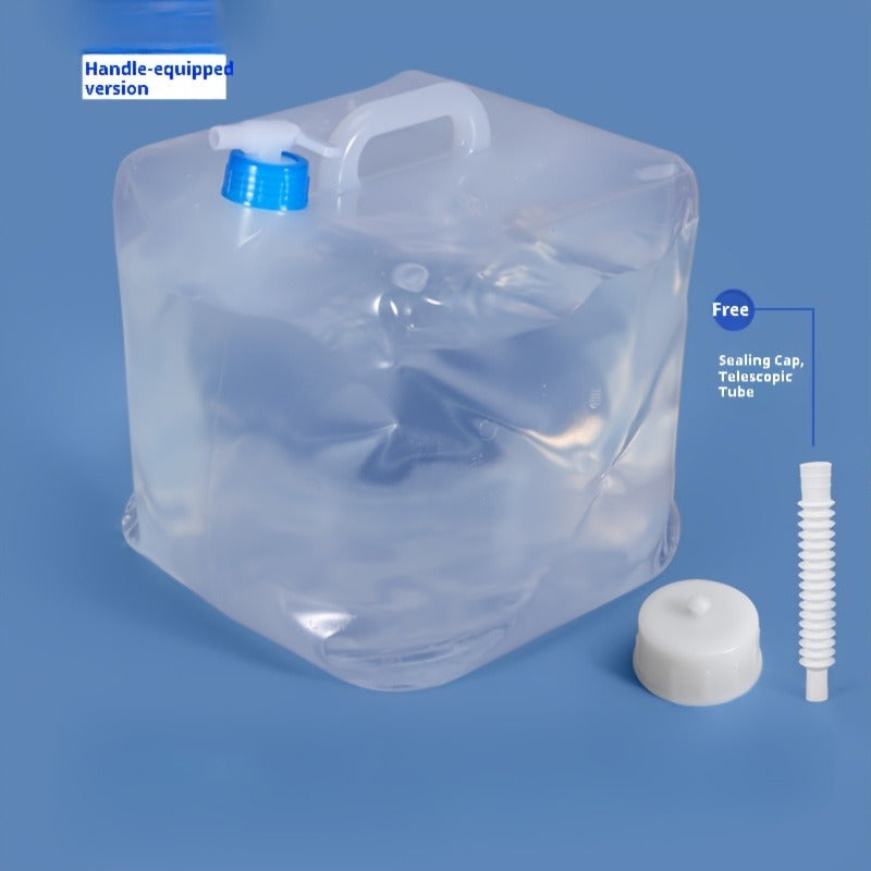 Foldable Water Storage Container 5.28 Gallon, Food-Grade BPA-Free Collapsible Water Jug with Spigot & Handle, Leak-Proof Rectangular Design for Camping, Hiking, Emergency Backup, Road Trips & Outdoor Use