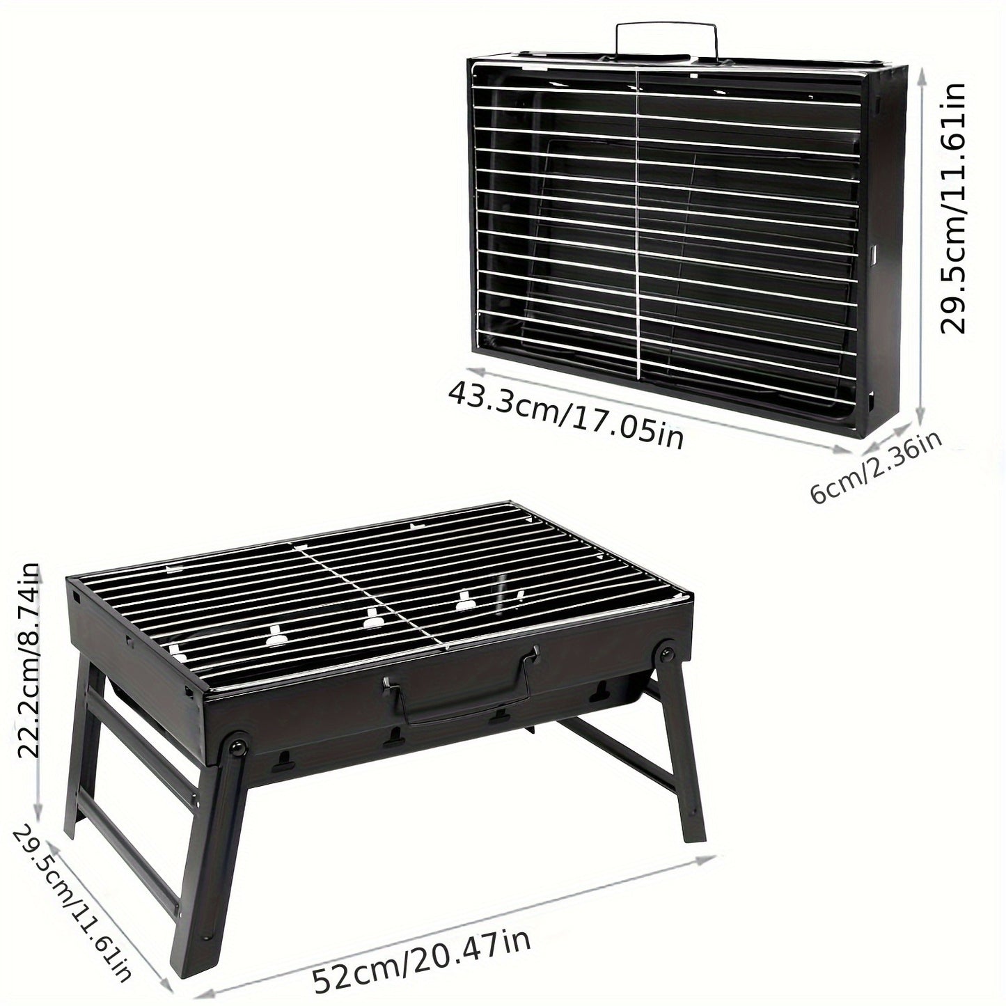 Portable Folding Charcoal Grill Smokeless BBQ Grill for Camping Picnic Backyard Garden Patio Outdoor Cooking Compact Durable Iron Barbecue Grill