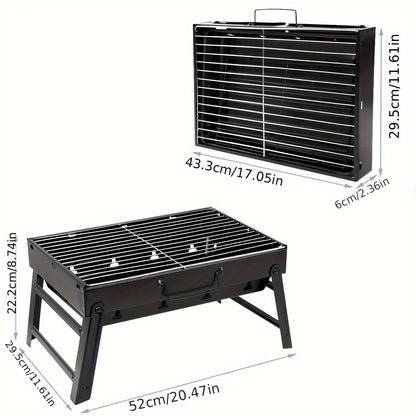 Portable Folding Charcoal Grill Smokeless BBQ Grill for Camping Picnic Backyard Garden Patio Outdoor Cooking Compact Durable Iron Barbecue Grill