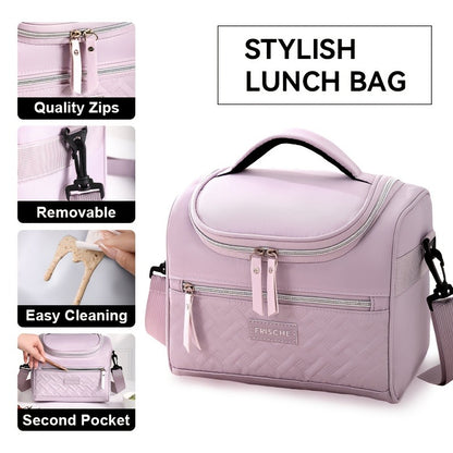 Insulated Lunch Bag Cooler Tote with Padded Shoulder Strap Leakproof Washable Polyester Meal Prep Bag for Work Picnic School Outdoor Activities Men Women