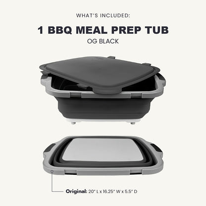 Collapsible BBQ Prep Tub 3-in-1 Grill Caddy – Cutting Board, Washing Basket & Prep Station | Food-Grade Plastic, Drainage Hole, Foldable for Camping & Outdoor Grilling