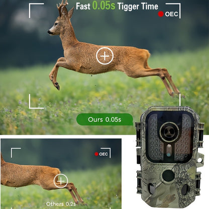 30MP Trail Camera with Night Vision – 2.5K 1080P HD Game Cam, 0.3s Trigger Speed, 850nm IR, 60ft Detection Range, Motion Activated Wildlife & Hunting Camera with 32GB Memory Card
