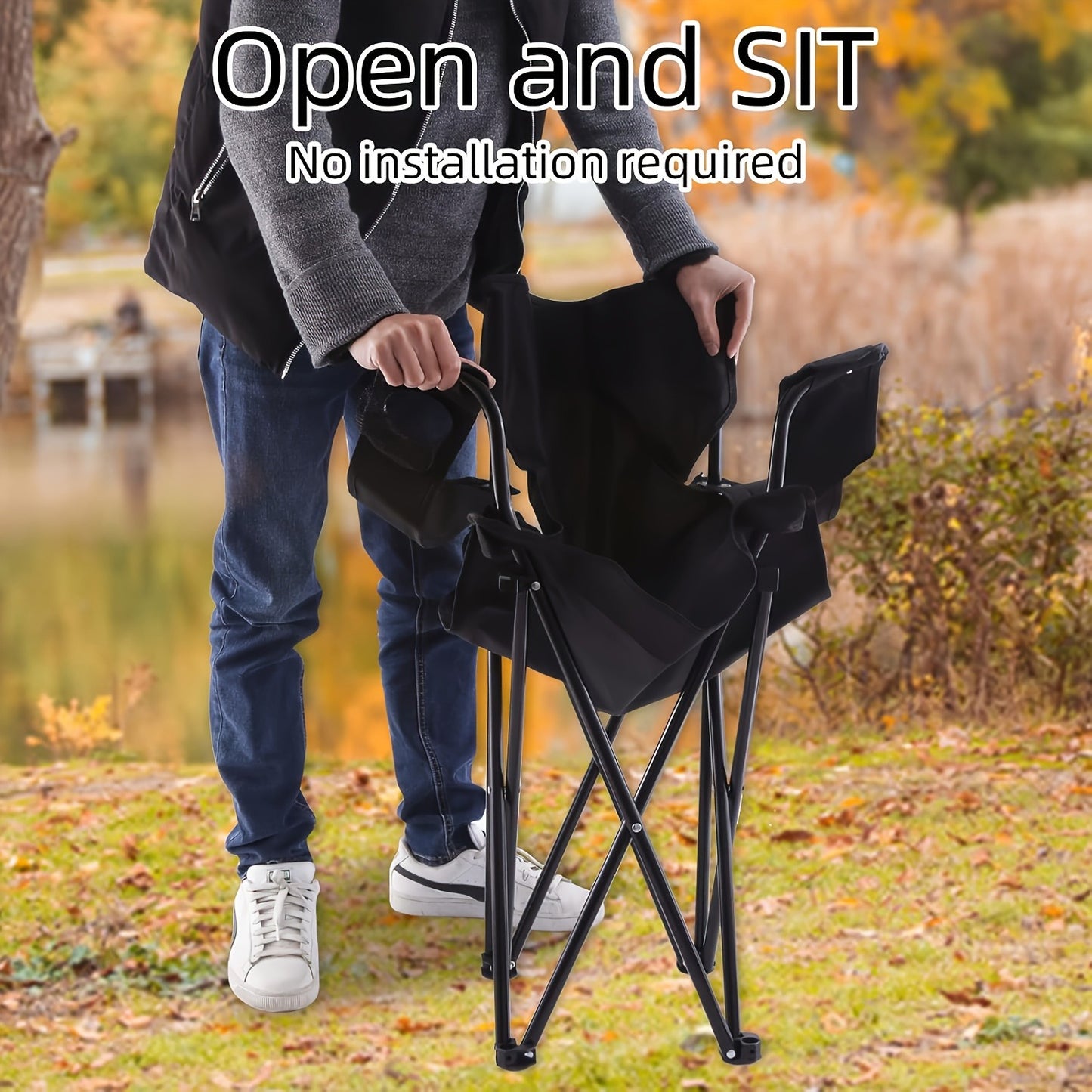 Foldable Camping Chairs Set of 2 Steel Frame Oxford Cloth with Cup Holder Solid Back Portable Folding Chair with Storage Bag for Camping BBQ Backyard Outdoor Indoor Picnic Beach Holiday Gift