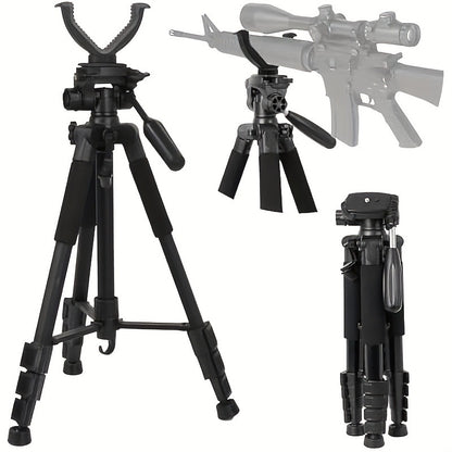 Adjustable V-Shape Shooting Tripod Stand 21-59 Inch, Heavy Duty Rifle Gun Rest Tripod for Outdoor Hunting Shooting Practice Photography, Portable Folding Bipod Tripod with V Yoke for Range and Field Use
