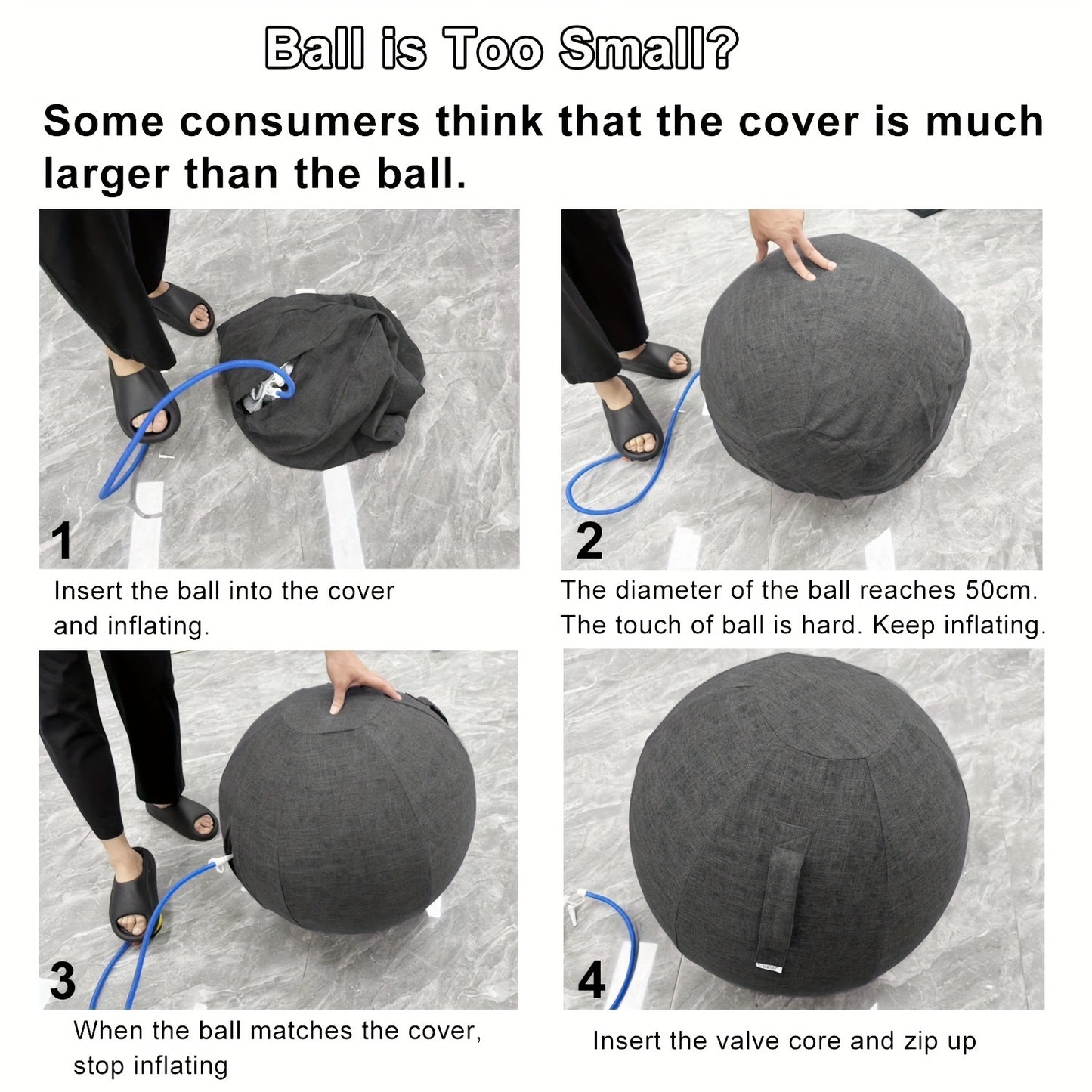Exercise Ball Chair 65cm with Fabric Cover – Stability Balance Ball Seat for Home Office Desk, Yoga Pilates Birthing Ball, Relieves Back Pain & Improves Posture, Grey & Black, Anti-Burst Design