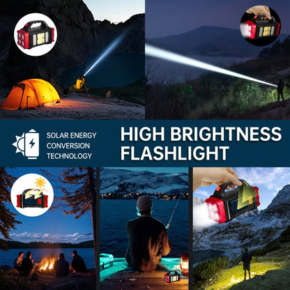 Solar Powered Camping Lantern & LED Flashlight – Rechargeable Portable Solar Camp Light with Batteries Included, Bright Versatile Outdoor Light for Hiking, Camping & Outdoor Activities