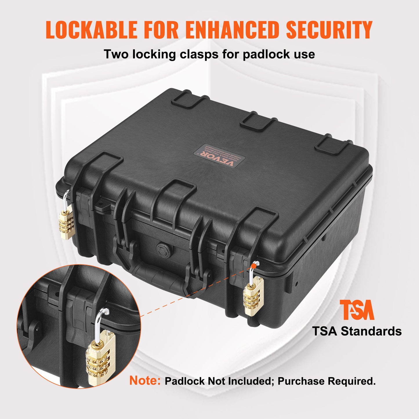 Hard Pistol Case IP67 Waterproof – TSA Approved Lockable Handgun Case with XPE Pre-Cut Foam Lining, Pressure Release Valve & Dual Padlock Holes for Safe Firearm Transport & Storage