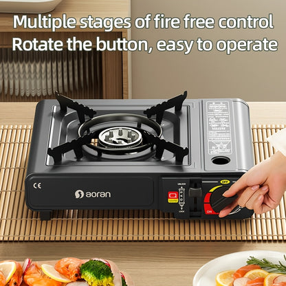 Portable Butane Stove – Cassette Camp Burner with Piezoelectric Ignition & Safety Lock for Camping Hiking BBQ Korean Cooking Outdoor