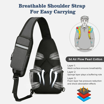 Crossbody Sling Backpack for Women Men - Lightweight Oxford Cloth Shoulder Chest Bag Daypack for Hiking Traveling Camping, Large Capacity Zipper Sling Bag with Adjustable Strap (2 Pack)