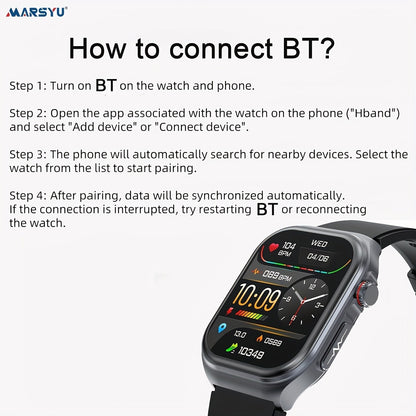 AMOLED Smartwatch 2.04" Display, Bluetooth 5.3 Calling, NFC, 530mAh Battery, Multi-Sport Modes, Voice Assistant, SOS, Menstrual & Weather Forecast, Magnetic Charging, Compatible with iOS & Android, Unisex Gift for Men & Women