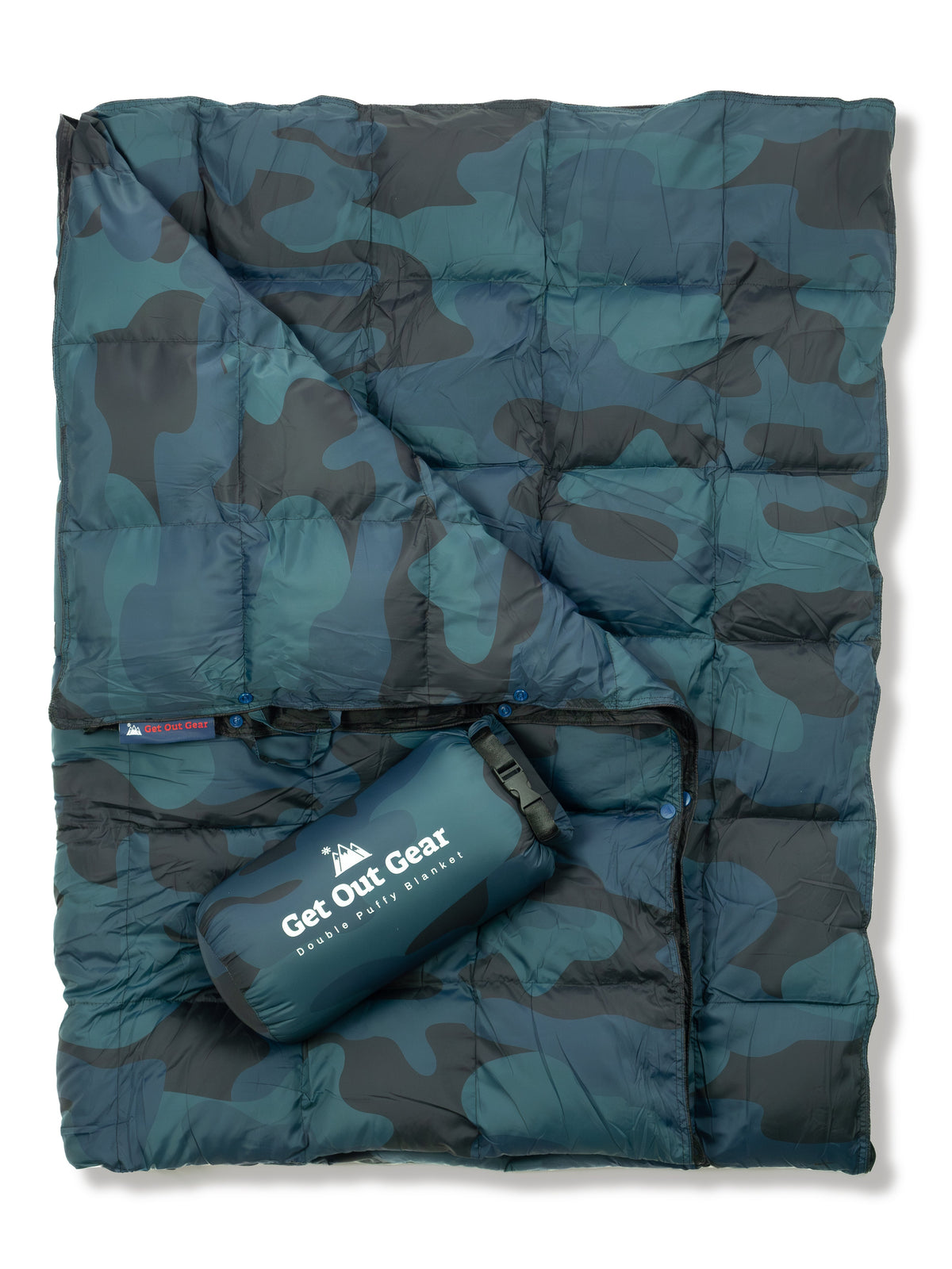 Convertible Camouflage Camping Blanket Blue Camo / Synthetic Insulation option