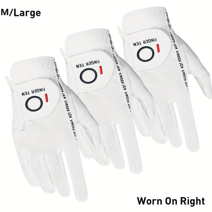 Wet Weather Golf Gloves Rain Grip 3-Pack for Men | Breathable Water-Resistant Golf Gloves for Left & Right Hand – Durable Comfortable Fit in Hot & Wet Conditions (Black, Gray, White | S–3XL)