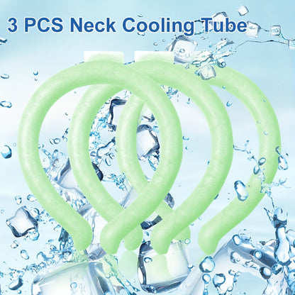 Cooling Neck Ring 3-Pack – Wearable Ice Gel Tube Wrap for Hot Weather, Outdoor Sports, Heat Relief & Hot Flashes, Freezes at 28°C, Hands-Free Summer Cooling for Men & Women