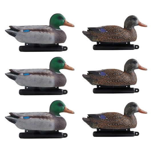 Duck Decoys 6-Pack – Realistic Floating Teal Decoy Set with Bionic Painting, XPE Compression Storage, 3 Male & 3 Female Ducks for Hunting, Pond Garden Yard Decoration, Flock Simulation