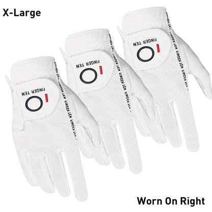 Wet Weather Golf Gloves Rain Grip 3-Pack for Men | Breathable Water-Resistant Golf Gloves for Left & Right Hand – Durable Comfortable Fit in Hot & Wet Conditions (Black, Gray, White | S–3XL)