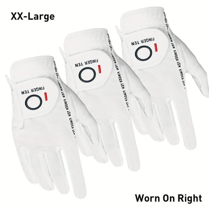 Wet Weather Golf Gloves Rain Grip 3-Pack for Men | Breathable Water-Resistant Golf Gloves for Left & Right Hand – Durable Comfortable Fit in Hot & Wet Conditions (Black, Gray, White | S–3XL)