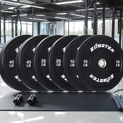 Rubber Bumper Weight Plates Olympic 2-Inch Steel Insert for Strength Training, Weightlifting & Home Gym – 35LB/55LB Pair