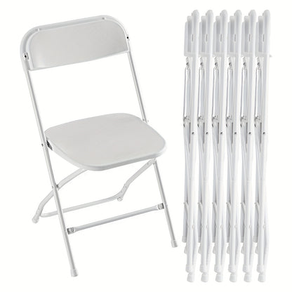 Commercial Folding Chairs Stackable – 350lb Heavy Duty Steel Frame, Weather Resistant Plastic, Indoor & Outdoor Event Seating – White or Black, 4 to 20 Pack for Weddings & Parties