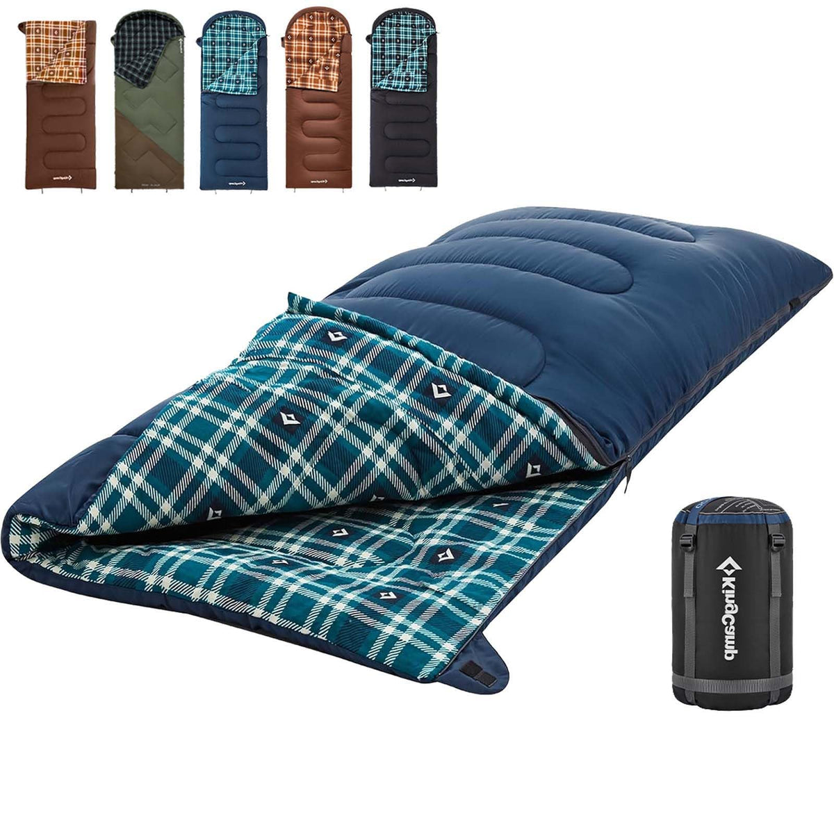 Wide Flannel Camping Sleeping Bag Navy / Right option