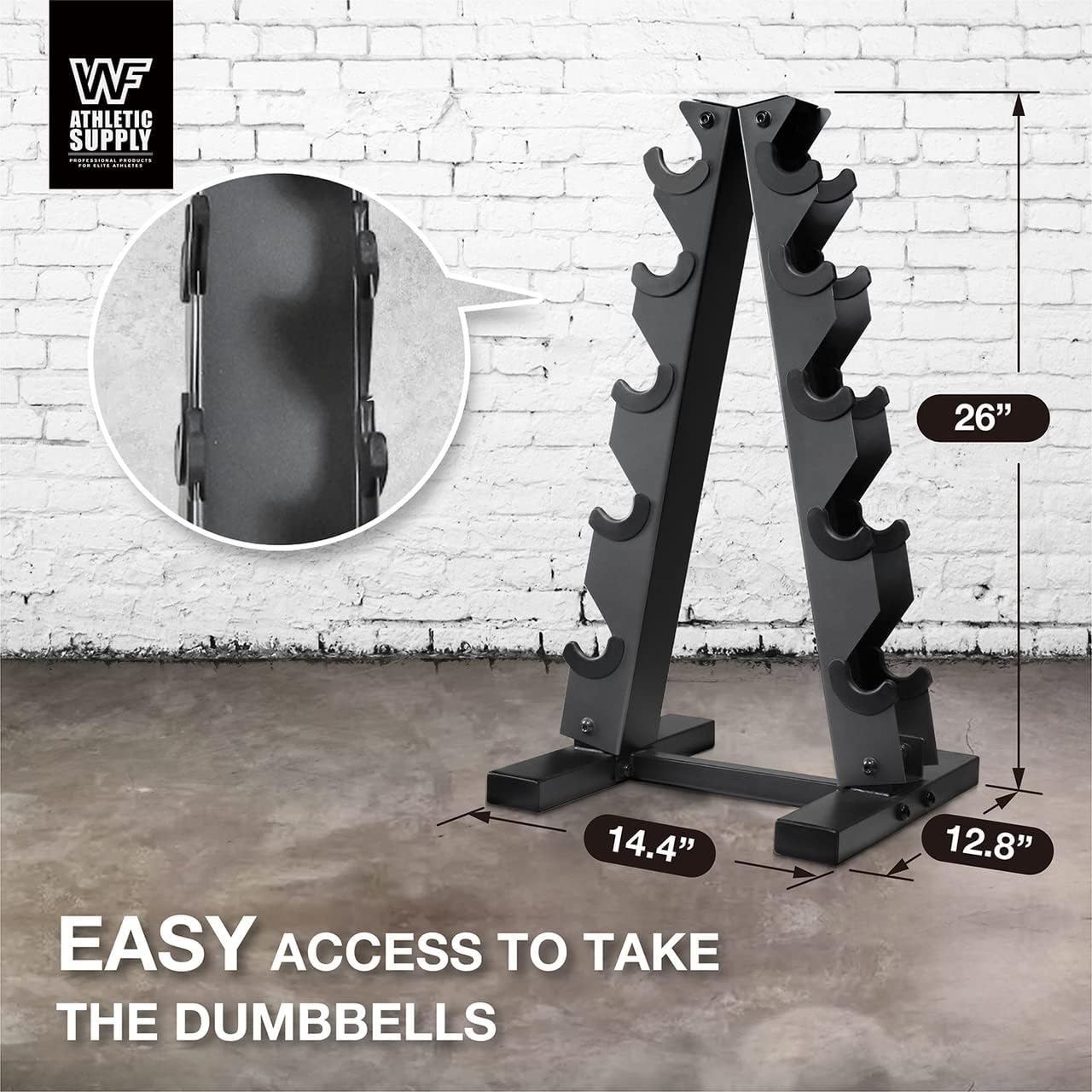 Dumbbell Rack A-Frame 5-Tier Heavy Duty Weight Storage Stand – Space-Saving Vertical Dumbbell Holder for Home Gym, Holds 5-25LB Hex & Rubber Dumbbells