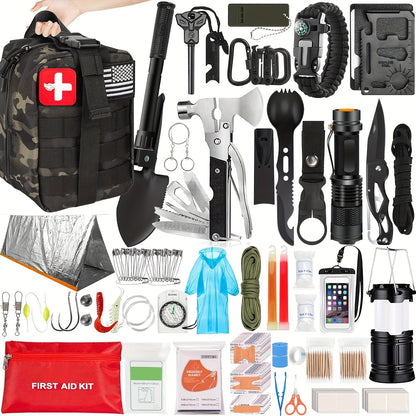 38-Piece First Aid Survival Kit – All-in-One Emergency Gear with Fire Starter & Essential Tools for Camping, Hiking & Outdoor Adventures | Perfect Gift for Men